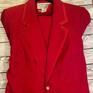 St Anthony Elegant Evening Wear Size 20W Red 3 Piece Suit